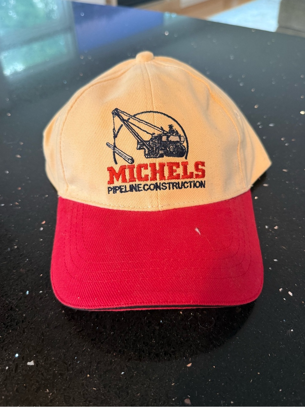 Michaels Pipeline Construction Two-Tone Cap in Tan & Red with Embroidered Logo